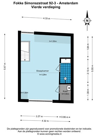 Floor plan - Fokke Simonszstraat 92-3, 1017 TK Amsterdam 